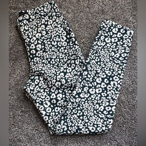 Zara Basic leopard cheetah Print‎ white cream teal blue dress pants skinny XS